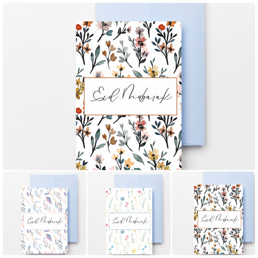 Eid Mubarak Floral Greeting Cards (Pack of 6)