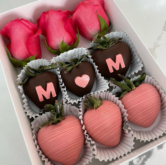 Mother's Day Chocolate Dipped Berries & Roses (Box of 6)