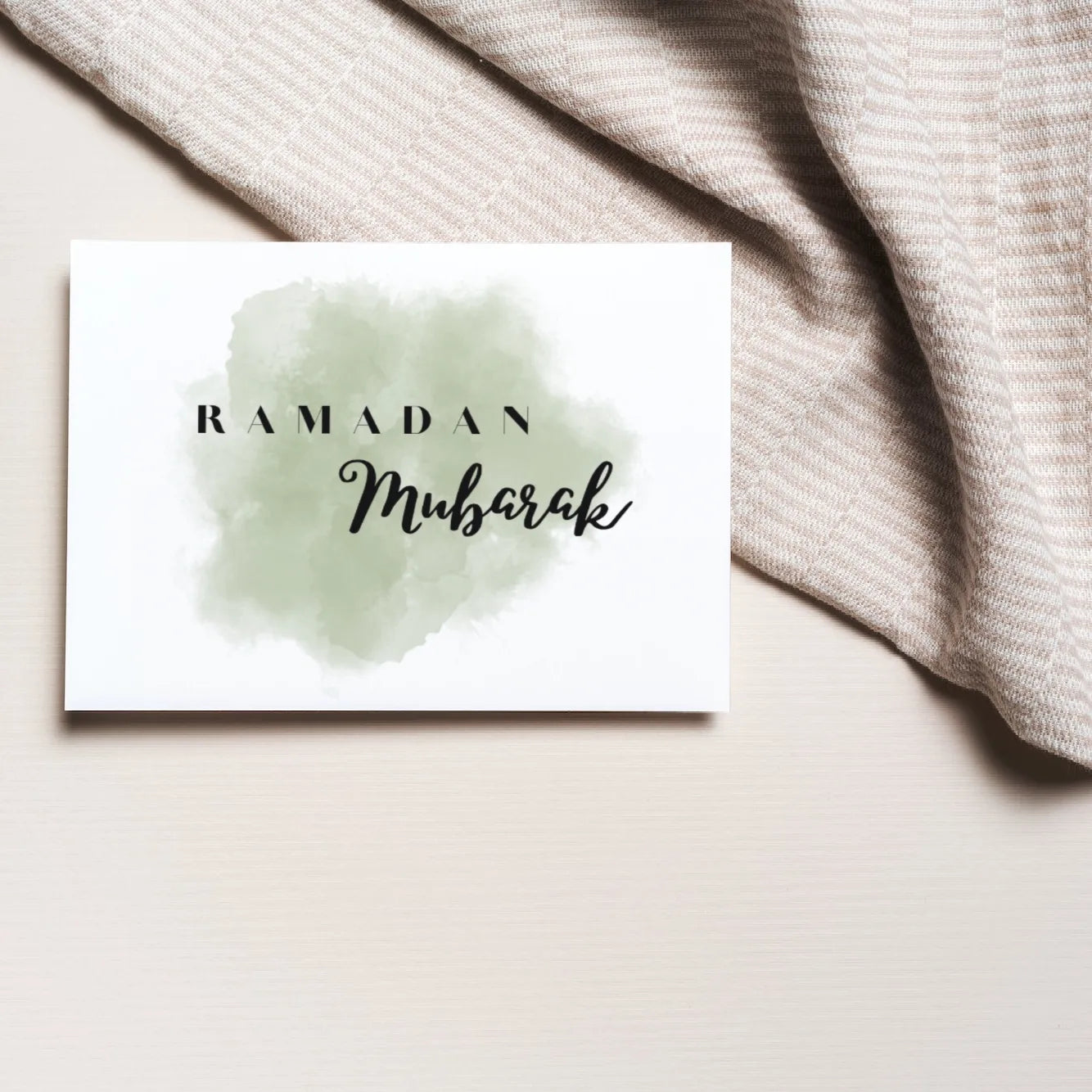 Green backsplash ramadan mubarak greeting cards 